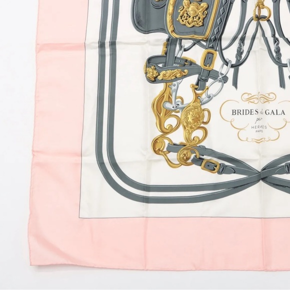 Hermès Carré 90 BRIDES de GALA Ceremony horse Scarf Silk, Pink - Picture 5 of 7